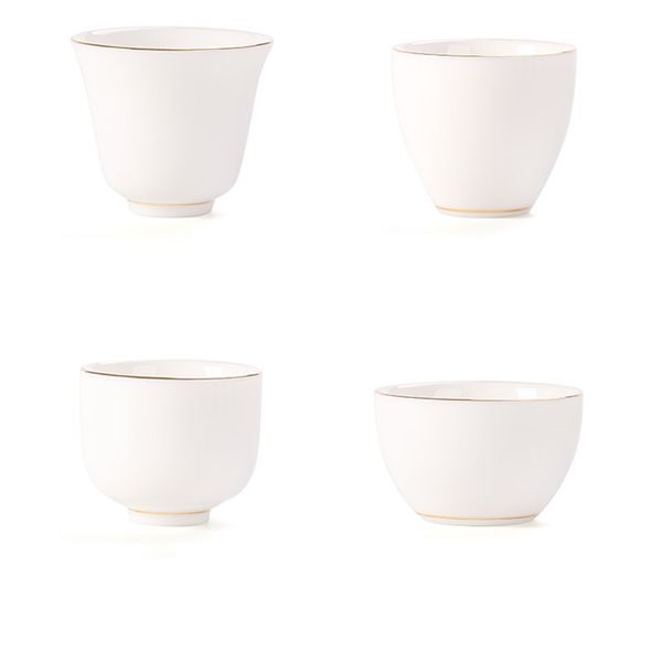 Gold Line White Porcelain Tea Cup Handpainted Ceramic Cup Party Teatime Teacup