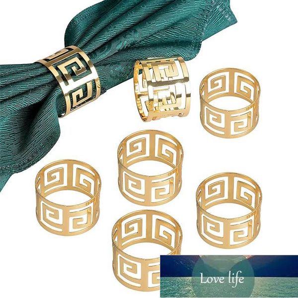 Gold rustic wedding towel holder set - 6 napkin rings for table decor