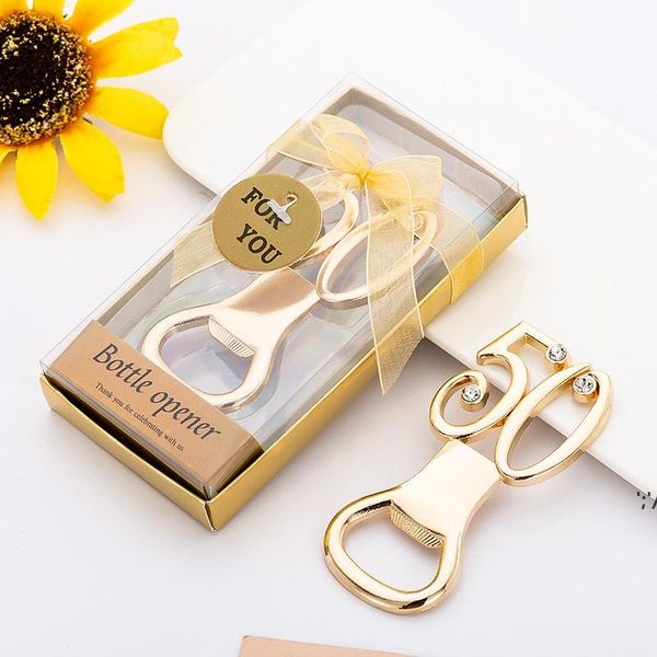 Golden Wedding Souvenirs Digital 50 Bottle Opener 50Th Birthday Anniversary Gift For Guest Party Favor JLA12893