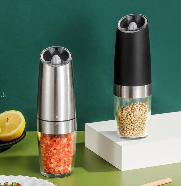 Gravity Electric Salt Pepper Grinder, Automatic Mill Battery-Operated with Adjustable Coarseness, LED Light, Kitchen tool RRE10772