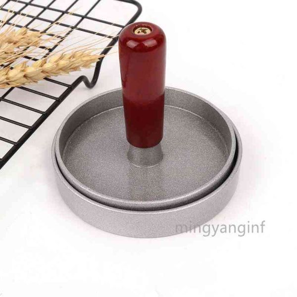 Hamburger press tool made of aluminum alloy with plastic handle for DIY patty making