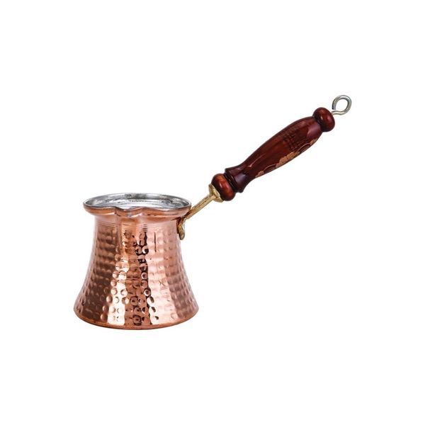 Handcrafted Ottoman-style copper coffee pot for traditional Turkish coffee, tea, and espresso, made in Turkey