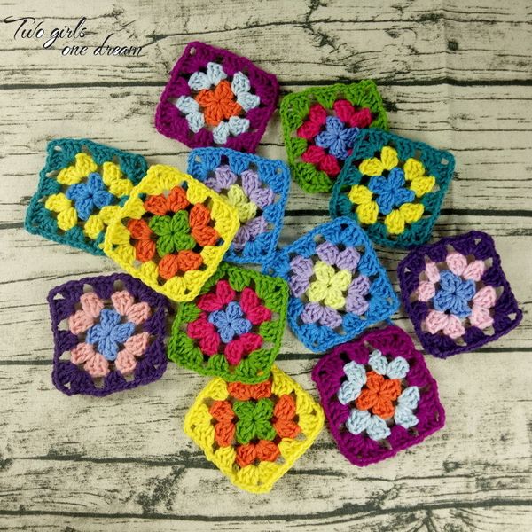 Handmade multicolor crochet square coasters, 9cm wool cup pads, decorative table mats, 50 pieces per lot