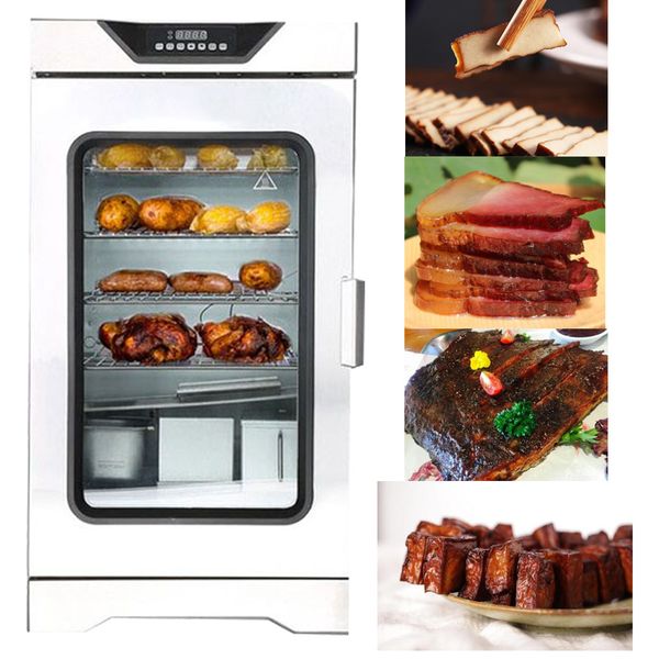 High-quality commercial stainless steel smart sausage fish smoker with 220V power, model D1701, for curing and smoking bacon