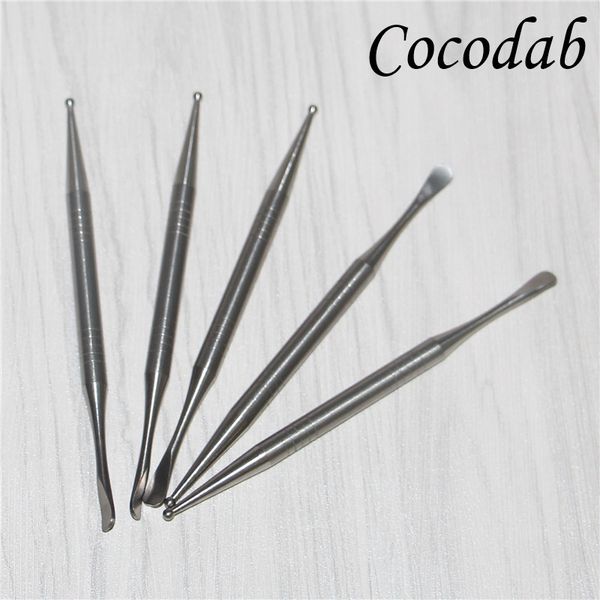 High-quality Grade 2 titanium dabber with dual tips (ball and spoon) measuring 110mm in length
