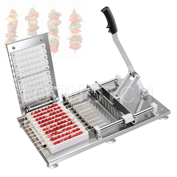High-quality manual satay skewer machine for BBQ, made of stainless steel, perfect for mutton kebab and lamb skewers