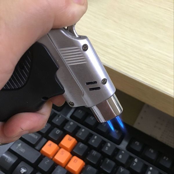 High-quality metal dual-flame windproof torch lighter with refillable butane gas for cigarettes and welding, reaching 1300°C