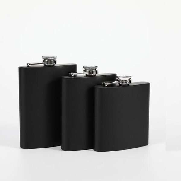 Home Matt black 6oz 7oz 8oz stainless steel portable liquor flask with screw caps, Russian-style wine container ZC1262