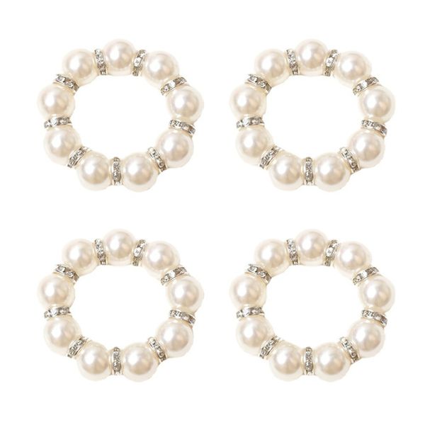 Home White Pearls Napkin Rings Wedding Napkins Buckle For Wedding Reception Party Table Decorations Supplies LT075