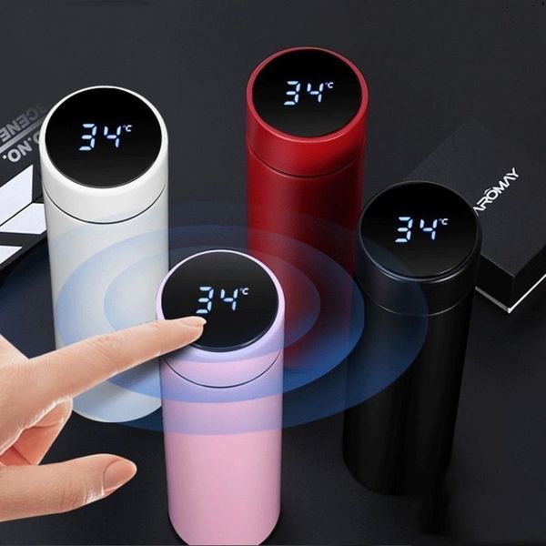Hot smart mug with LCD touch screen, vacuum-insulated stainless steel thermo cup for temperature display, ideal as a gift