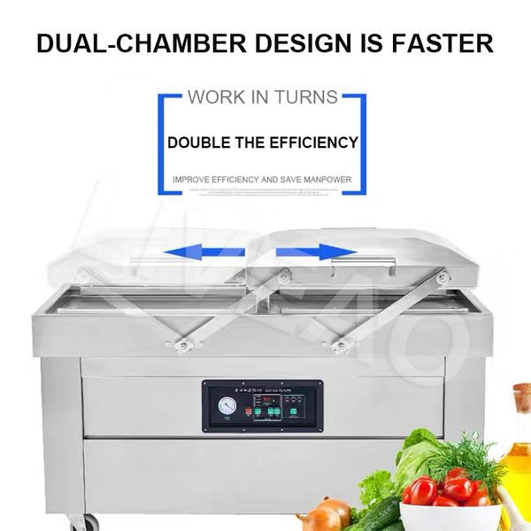 Industrial Kitchen Dry Fish Sealer Automatic Vacuum Packing Machine Sealer With Double Room