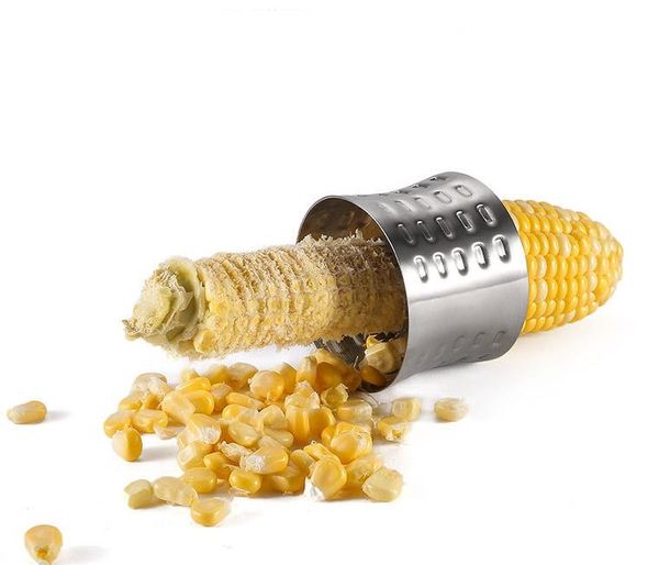 Innovative stainless steel corn stripper for efficient cob peeling and slicing in the kitchen