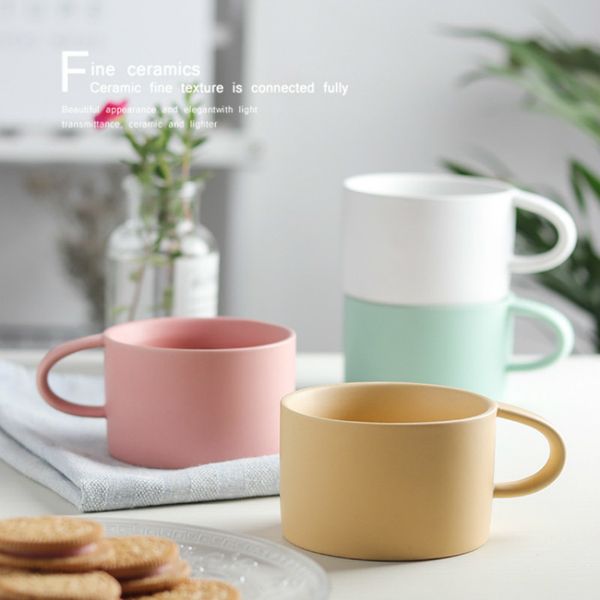 Japanese Matte Coffee Ceramic Simple Wooden Saucer Cute Mate Gold-plated Tea Cups Kubek Do Kawy Coffe Set AC50BD