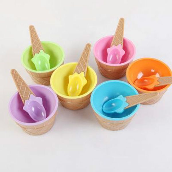 Kids Ice Cream Bowls with Spoons - Fun Dessert Containers for Couples and Children, Great Gift Idea RH4105