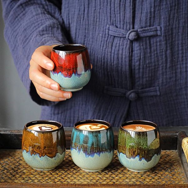Kiln Change Colorful Coffee Mug 80ml Creative Tea Cup Ceramic Espresso Teacup Whiskey Home Cafe Bar Drinkware Gifts