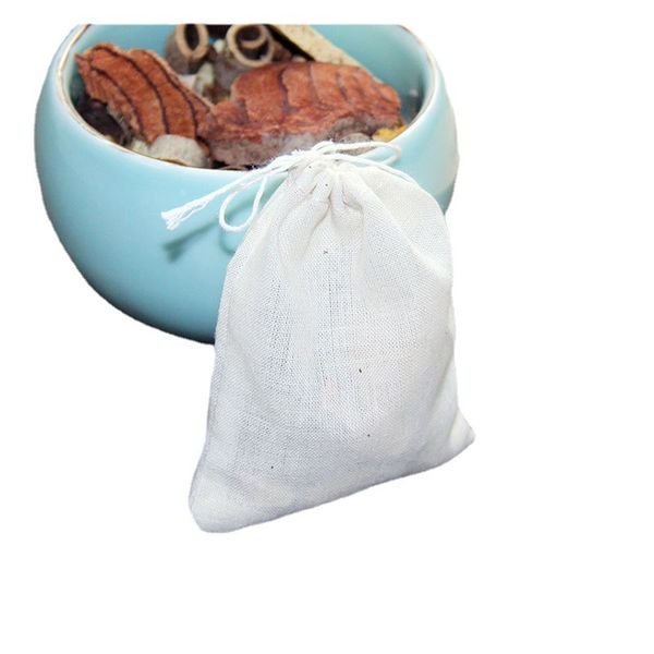Kitchen Coffee Tea Tools Portable 8x10cm Cotton Reusable Drawstring Bags Packing Bath Soap Herbs Filter Tea-Leaf Bag