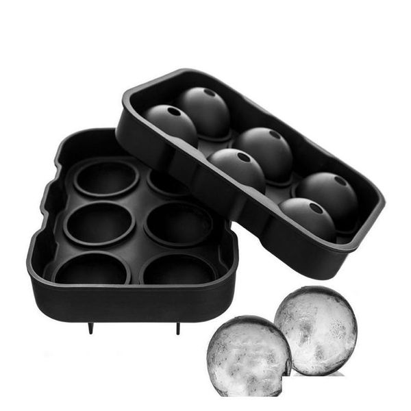 Large silicone ice mold for making 6 big spherical ice cubes, perfect for whiskey, wine, and cocktails at parties or bars