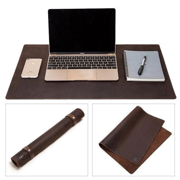 Large waterproof PU leather gaming mouse pad for office and gaming, non-slip desk protector