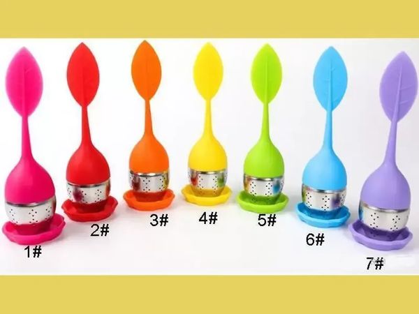 Leaf-shaped silicone tea infusers with food-grade material, creative stainless steel strainers for tea and coffee