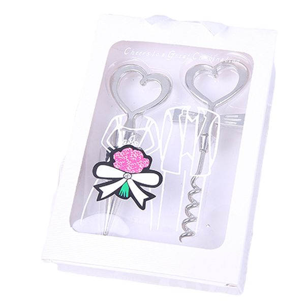 Love Heart Corkscrew Wine Bottle Opener Stopper Wedding Gift Guests Favors Bottles Openers Corkscrews Set Wedding Decoration Giveaways HY022