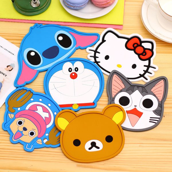 Lovely silicone dining table placemats featuring cute animal designs, perfect as coasters for cups and mugs in kitchen or bar settings, with anti-slip functionality