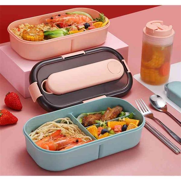 Lunch Box For Kids School Plastic Microwave Bento Box With Compartment Tableware Leak-Proof Food Container Box 210818  

重写为：  
Microwave-safe plastic bento lunch box with compartments for kids, leak-proof school food container 210818