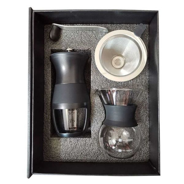 Manual coffee grinder featuring ceramic burrs, stainless steel handle, ideal for both home and camping use