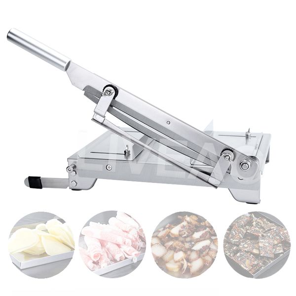 Manual meat slicer for kitchen use, ideal for cutting ribs, bacon, pastry, and vegetables