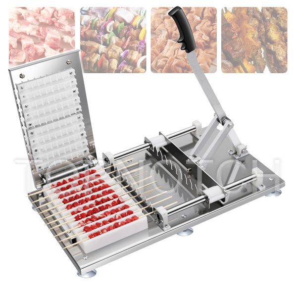 Manual Mutton Kebab Machine for Kitchen BBQ Skewer Making, Compact Lamb Satay String Maker