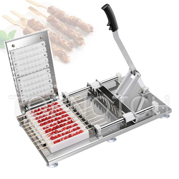 Manual stainless steel kebab maker for bamboo skewers and satay preparation