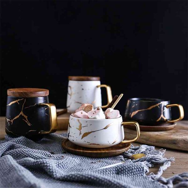 Marble gold inlay coffee mug for home or office use