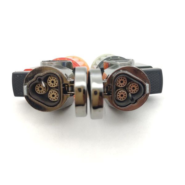 Metal outdoor BBQ lighter with triple jet flame, windproof butane torch for cigars and cigarettes, DHL shipping included