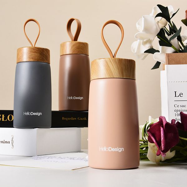 Mini 304 stainless steel insulated travel mug with silicone rope