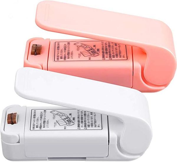 Mini handheld heat sealer for plastic and food storage bags to maintain freshness