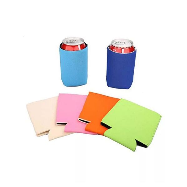 Multi-colored foldable neoprene stubby holders for beer, wine, and food cans