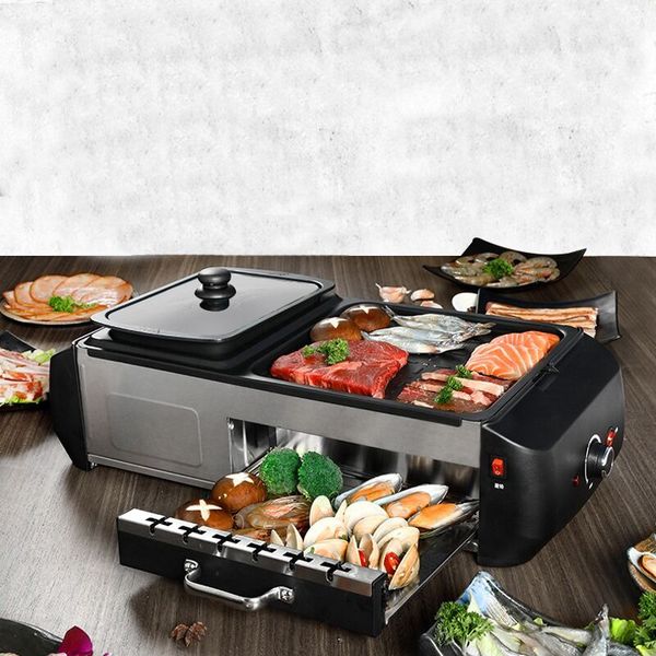Multi-functional electric griddle for Korean-style hot pot, BBQ, and one-pot cooking at home