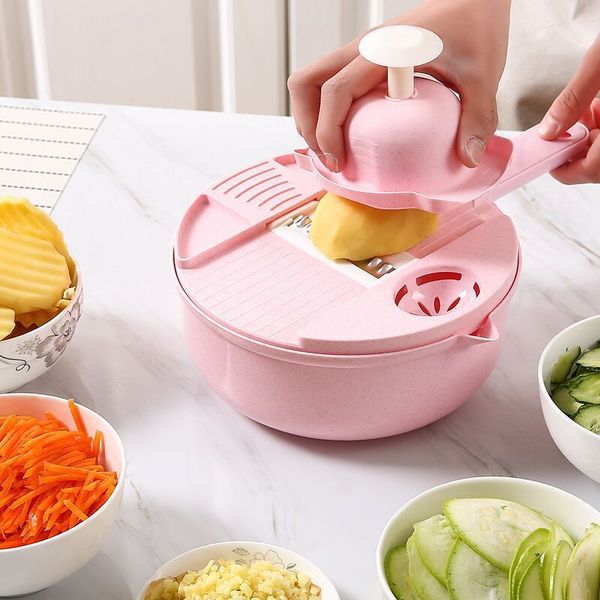 Multifunctional kitchen tool for slicing, grating, and chopping vegetables like potatoes and cheese