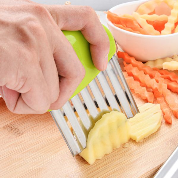 Multipurpose potato slicer for kitchen - French fry cutter, vegetable peeler, dough divider, crinkle knife, and fruit chopper