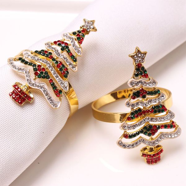 Napkin Rings Christmas Tree Ring Table Buckle Diamond Deer Crafts Holder Handmade Party Dinner Supplies Decorative Drop Delivery 2022 Smtud
