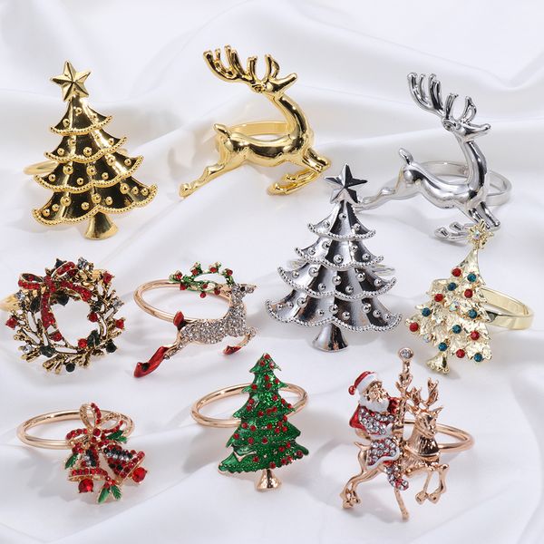 Napkin Rings Metal Christmas Tree Bow Flower Wreath Mouth Ring Wedding Banquet El Table Supplies Circle Merry Xmas Decoration Drop D Smtf7