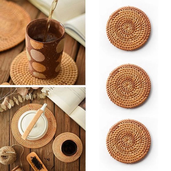 Natural Rattan Coaster Bowl Mats Round Handmade Table Padding Cup Mats Kitchen Tea Pot Placemats Insulation

Handwoven rattan round coasters for bowls, cups, and teapots, providing table protection and heat insulation