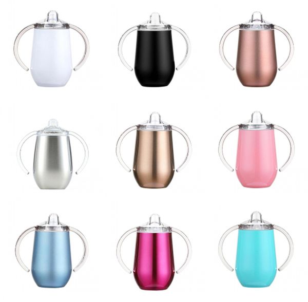 New 10oz insulated stainless steel tumbler with double handles for baby sippy cup or coffee mug