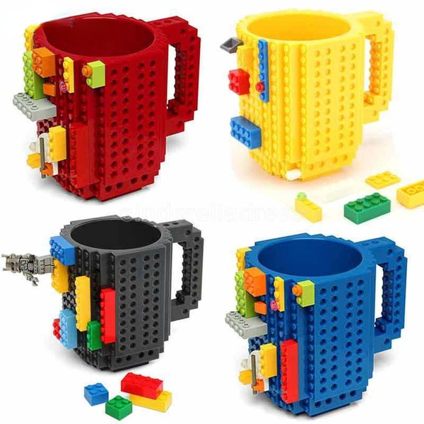 NEW!!! 12oz Coffee Mug with Build-On Brick Design, DIY Block Puzzle Drinking Tumbler XXC2996
