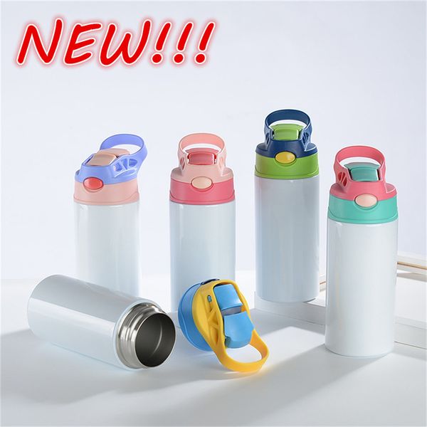 NEW!!! 12oz Sublimation Straight Sippy Cup Children Water Bottle 350ml Blank white Portable Stainless Steel Vacuum Insulated Drinking tumble