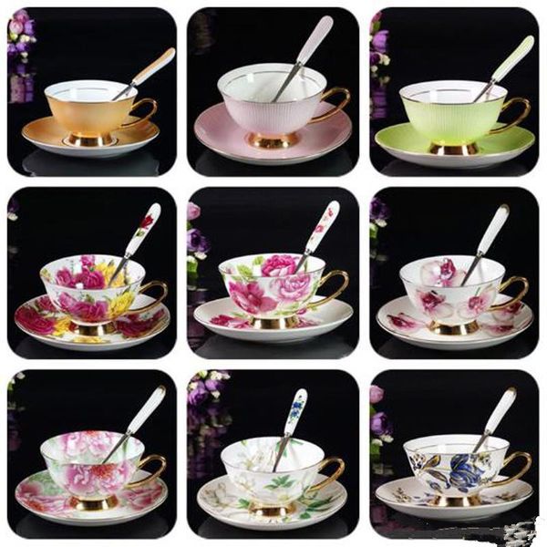 New bone china coffee set featuring red tea cups and saucers for afternoon tea in 2021
