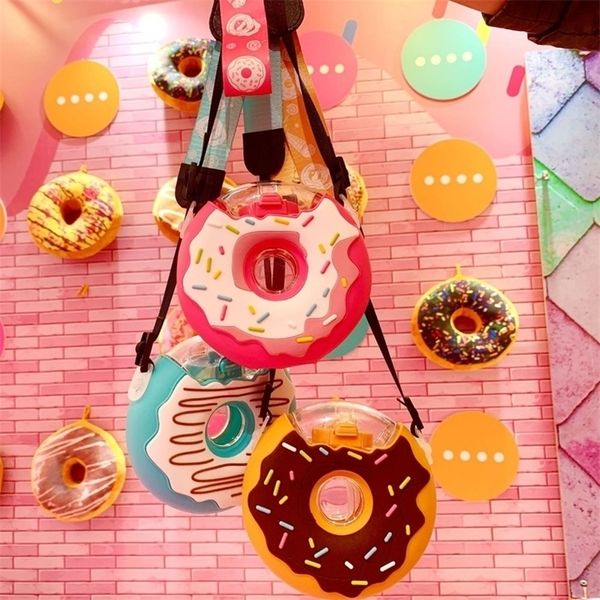 New Hot Donuts Children Water Bottle Kettle Cup Child Baby Student Boy Girl Cute Cartoon Portable Straw Water Bottle with Strap  

重写为：  
Trendy kids' insulated sippy cup featuring cute cartoon designs and a carrying strap
