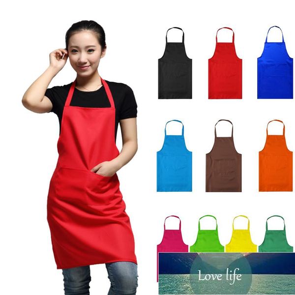 NEW Pure Color Cooking Kitchen Apron For Women and Men, Chef Waiter Cafe Shop Hairdresser Couples Custom Gift Bib Plain Apron