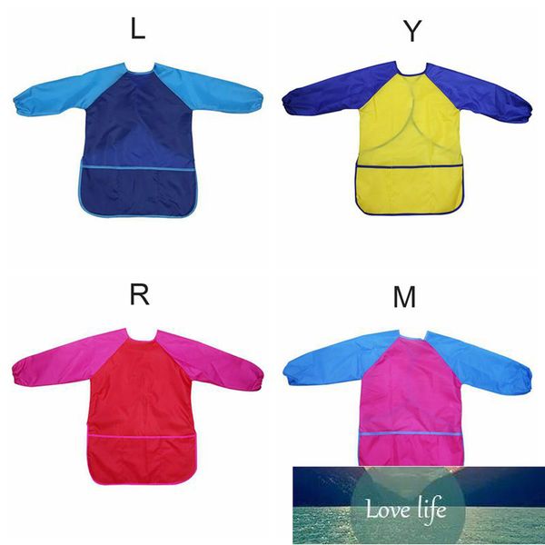 New waterproof long-sleeve aprons for kids, perfect for art, painting, baking with handy pockets