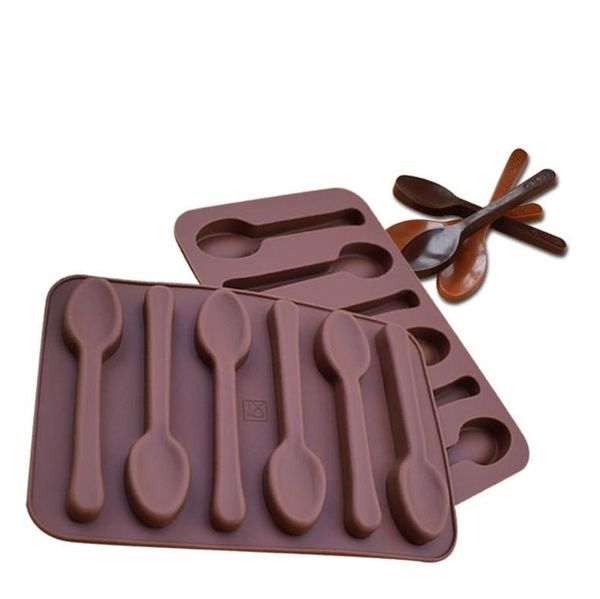 Non-stick silicone molds for DIY cake decorating, 6 spoon-shaped cavities for chocolate, jelly, ice, or 3D candy baking