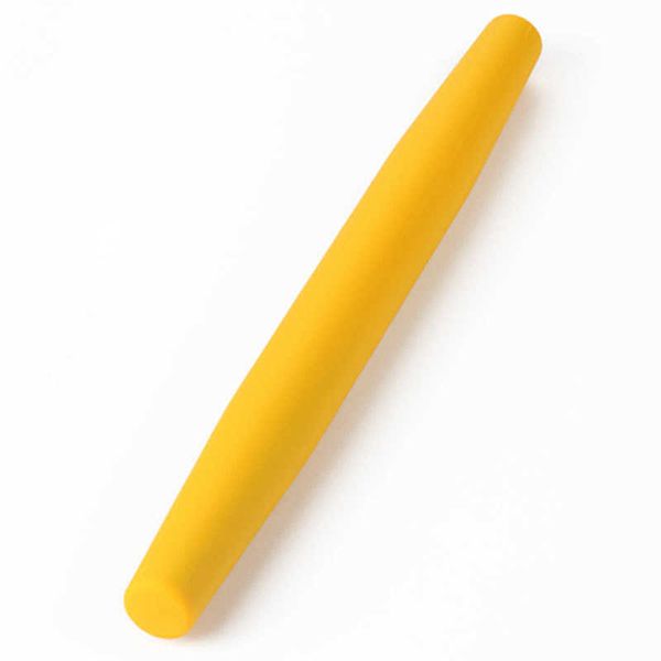Non-stick silicone rolling pin for baking with engraved dough patterns, a smooth kitchen tool for pastry making at home